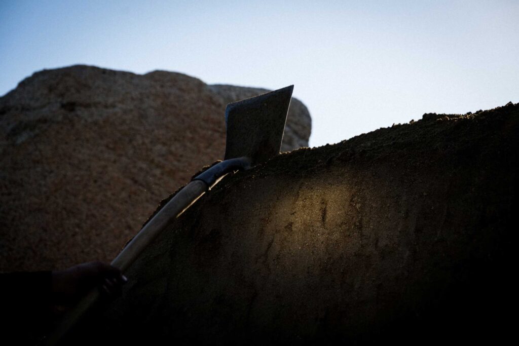 Close up of shovel 