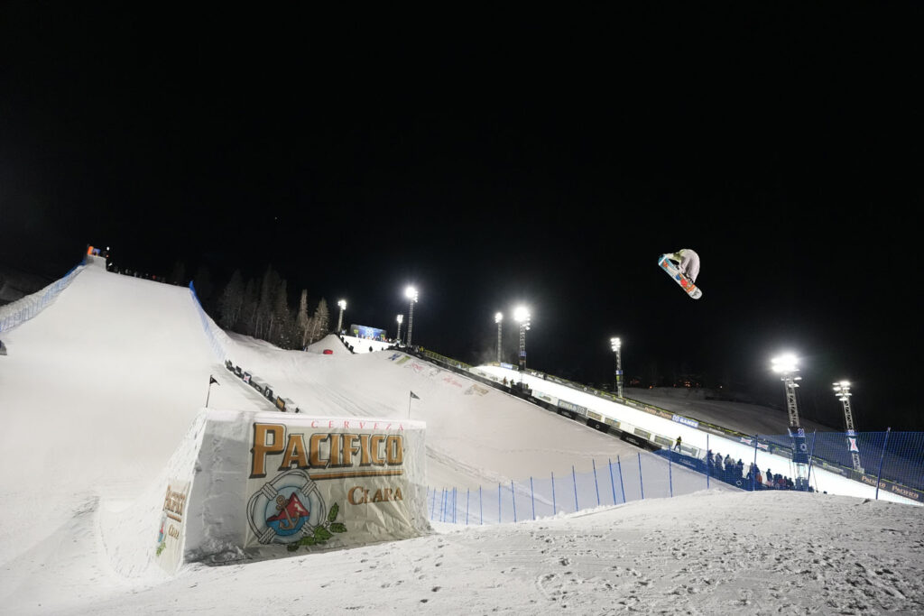 Laurie Blouin during Womens Snowboard Big Air Final at 2025 X Games Aspen at Buttermilk in Aspen, CO. ©Joshua Duplechian/X Games