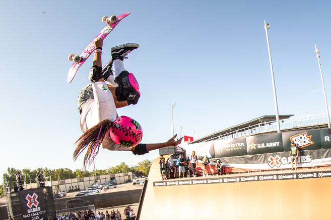 Arisa Trew performing best trick on the vert at Salt Lake City 2025