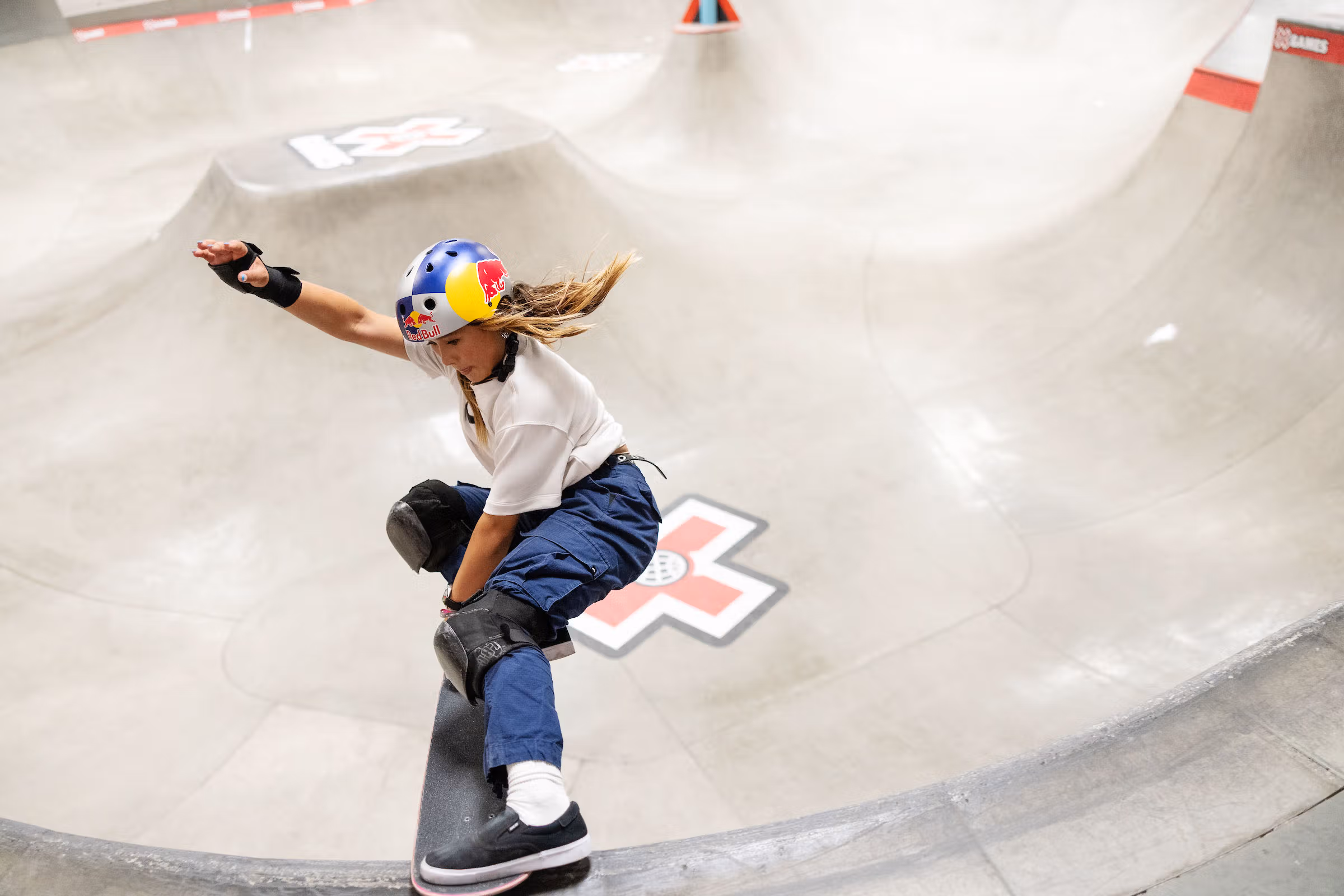 athlete sky brown competing in x games skateboard competition