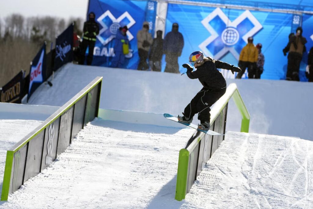 Female snowboarder competing at X Games Aspen 2025