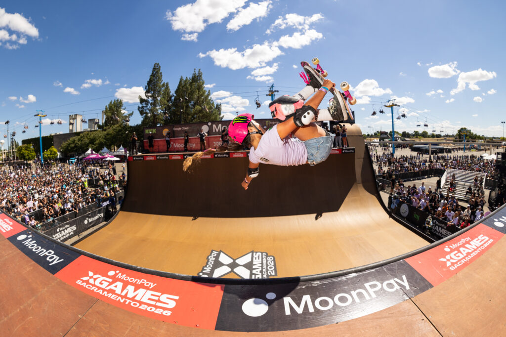 Arisa Trew (XC Tokyo) takes home her second gold medal of the weekend in Women’s Skateboard Vert Best Trick on Saturday, June 27, 2026. Credit: Durso / X Games